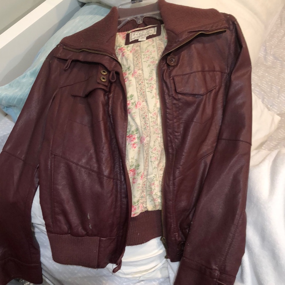 Red Brick Faux Leather Moto Jacket
